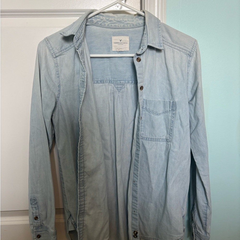 American Eagle Light Blue Denim Shirt